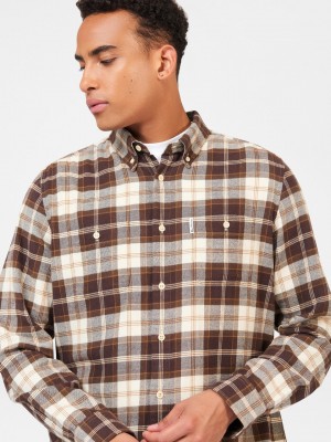 Camasa Ben Sherman Brushed Plain Check Ciocolata | 830-XAWJLN