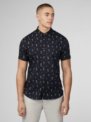 Camasa Ben Sherman Scattered Negrii | 728-BFHRJZ