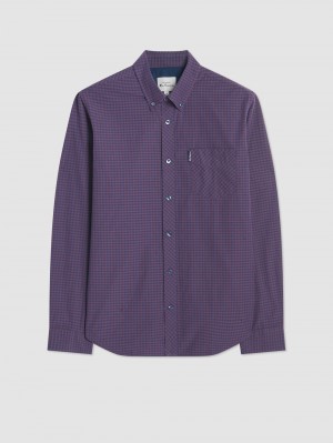 Camasa Ben Sherman Signature Gingham Long-Sleeve Violet | 358-OTESBR