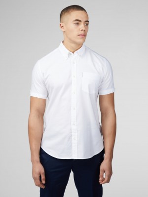 Camasa Ben Sherman Signature Short Sleeve Oxford Albi | 069-JTMNZQ