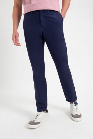 Pantaloni Ben Sherman Beatnik Oxford Slim Taper Garment Dye Chino Bleumarin | 421-ISEQPG