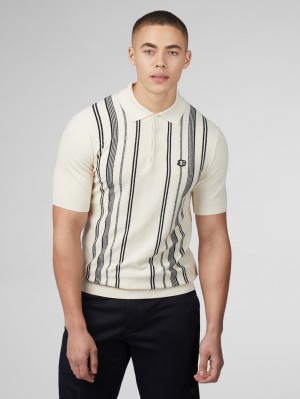 Tricotaje Ben Sherman B by Ben Sherman Crinkle Cotton Stripe Polo Albi | 378-XNMEIP