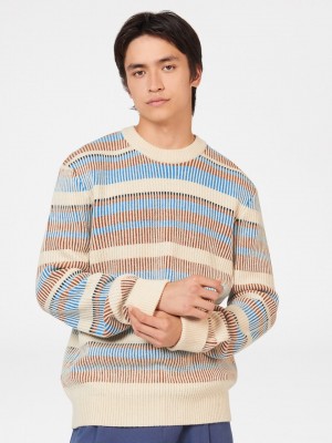 Tricotaje Ben Sherman B by Ben Sherman Stripe Albi | 670-TUSRDH