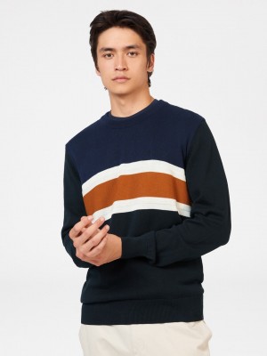 Tricotaje Ben Sherman Chest Stripe Crewneck Negrii | 487-TESLJK