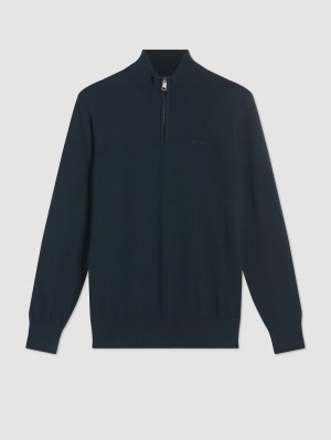 Tricotaje Ben Sherman Merino Half-Zip Negrii | 486-AWFDIM