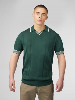 Tricotaje Ben Sherman Signature Open Neck Polo Verzi | 413-TJHPFD