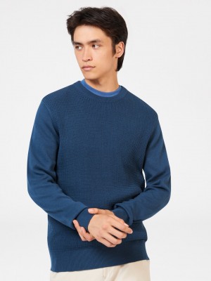 Tricotaje Ben Sherman Textured Crewneck Indigo | 265-MUTXKS