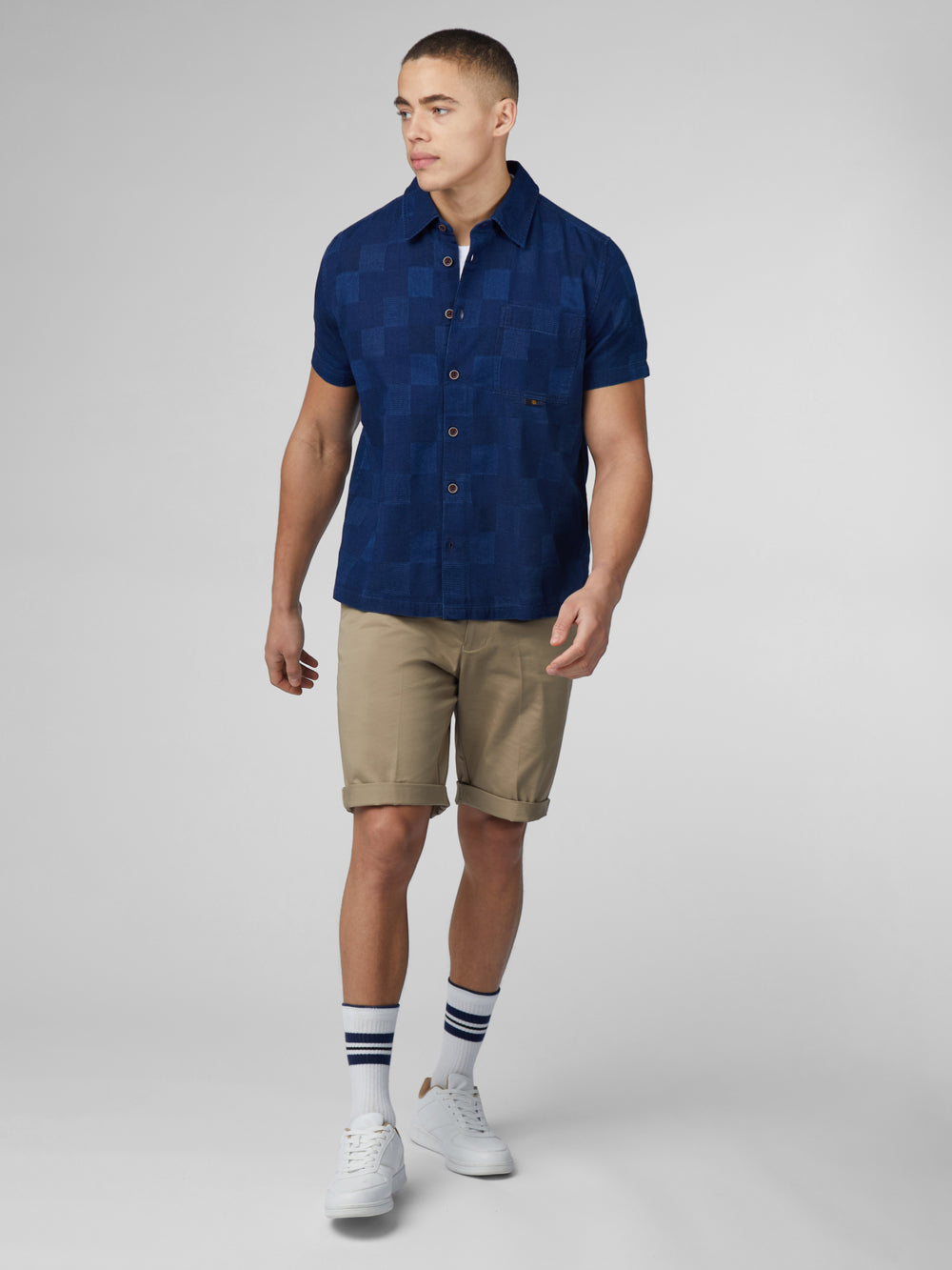 Camasa Ben Sherman B by Ben Sherman Indigo Check Bleumarin | 945-QBWKXD