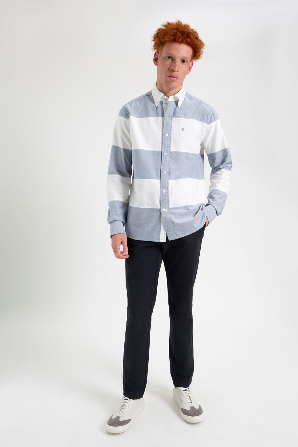 Camasa Ben Sherman Brighton Oxford Organic Garment Dye Rugby Bleumarin | 367-OIYAXC