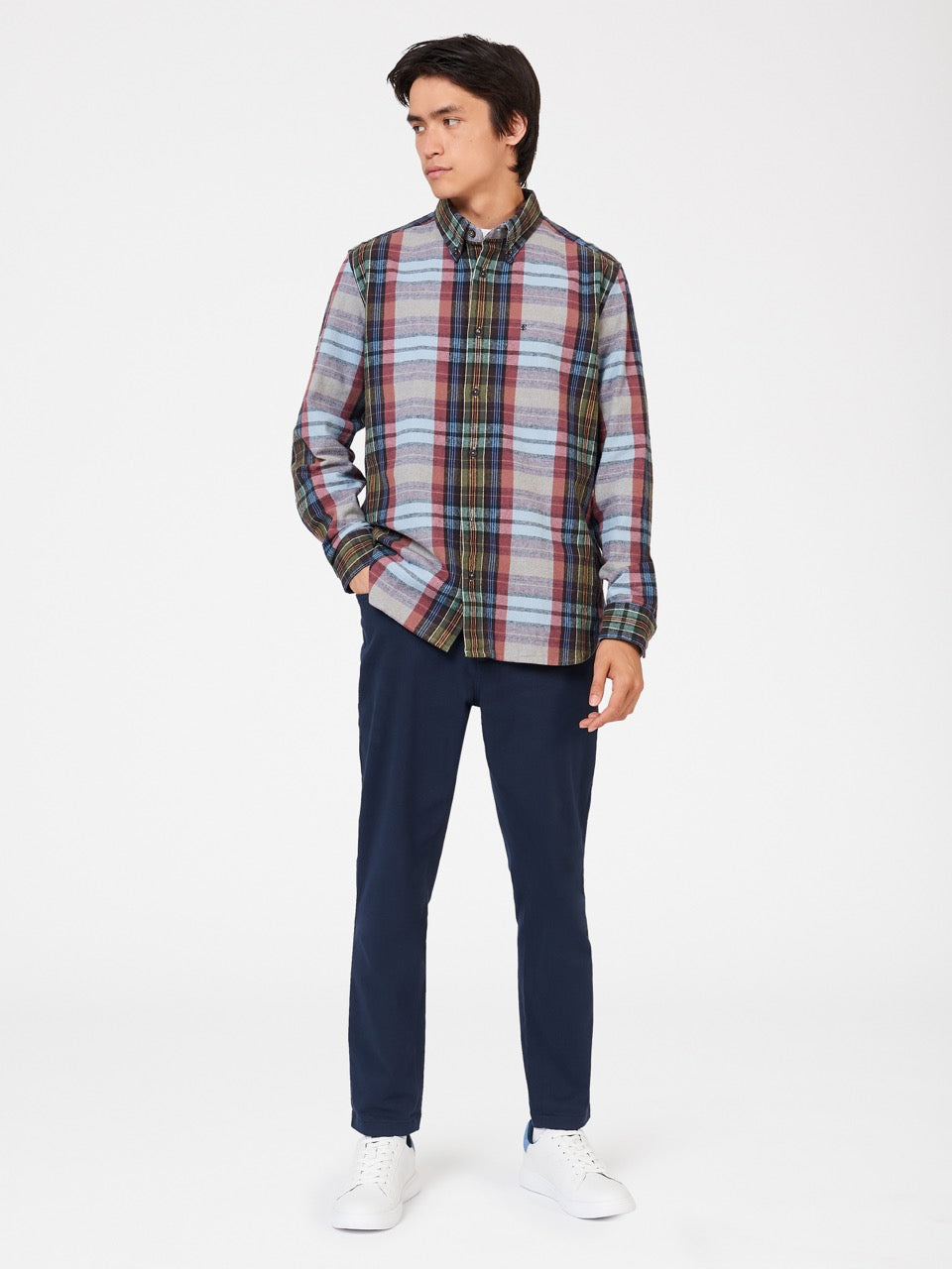 Camasa Ben Sherman Brushed Multicolour Check Oxford Albastri | 897-PLFWEC