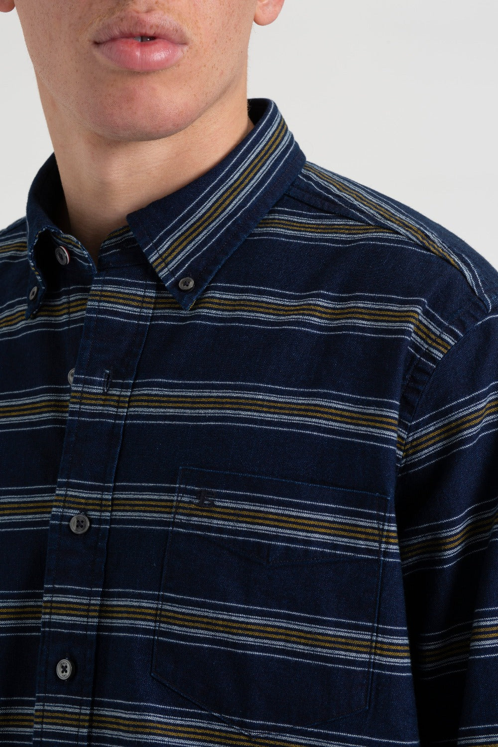 Camasa Ben Sherman Dalston Blues Long Sleeve Indigo Stripe Indigo | 865-GTQLBF