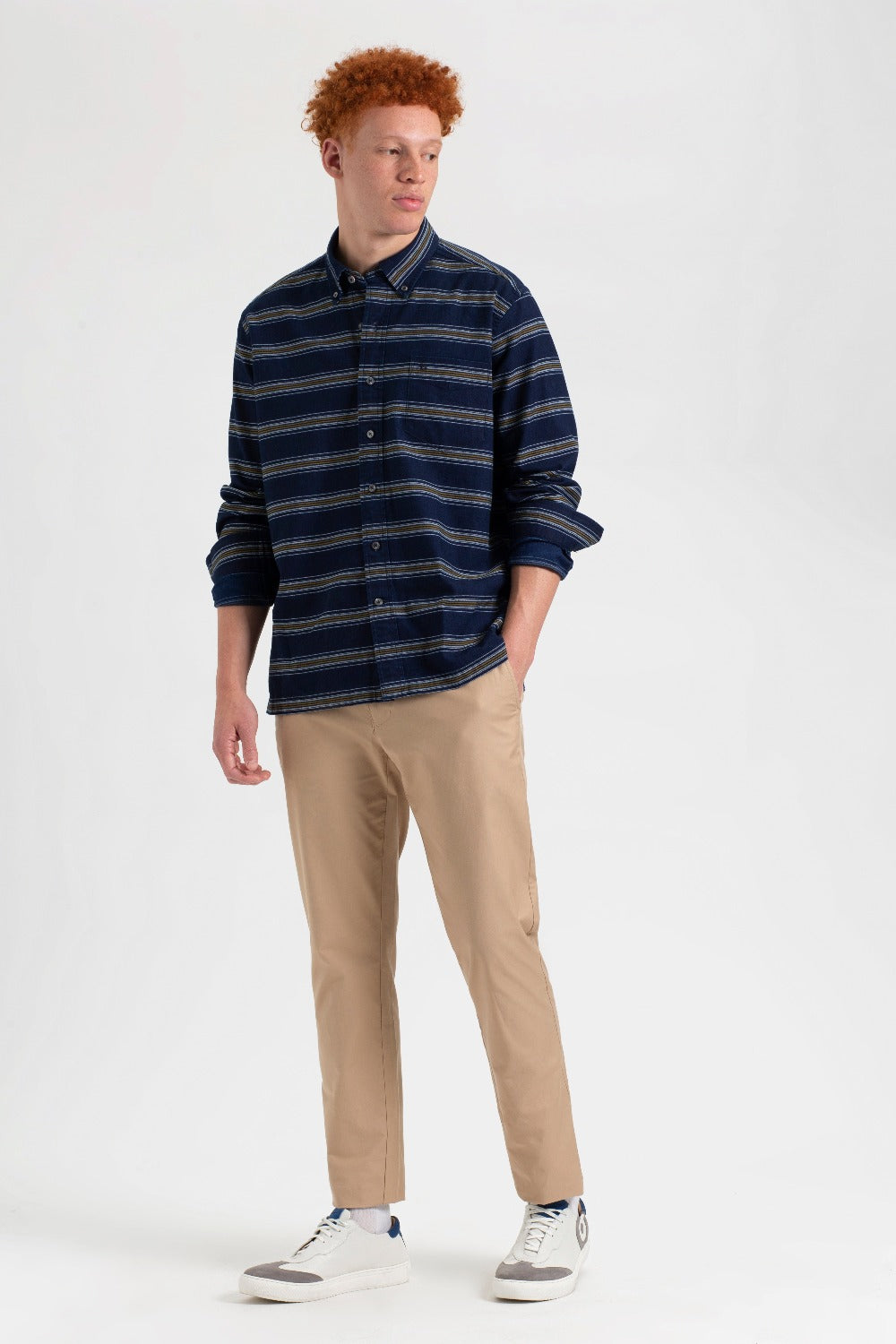 Camasa Ben Sherman Dalston Blues Long Sleeve Indigo Stripe Indigo | 865-GTQLBF