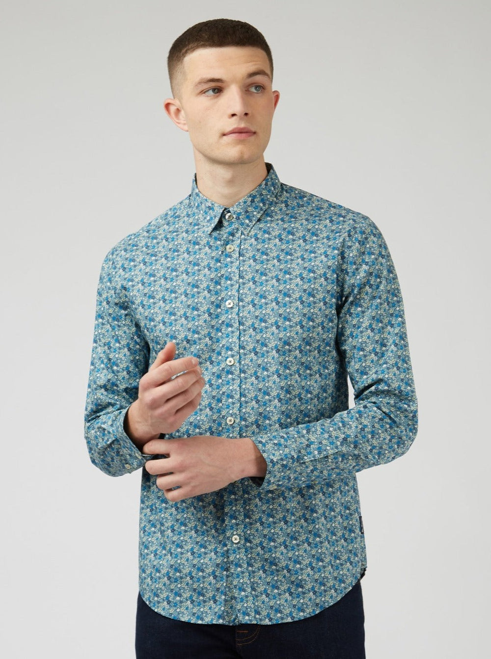 Camasa Ben Sherman Floral Print Long-Sleeve Albastri Gri | 875-XBDMLG