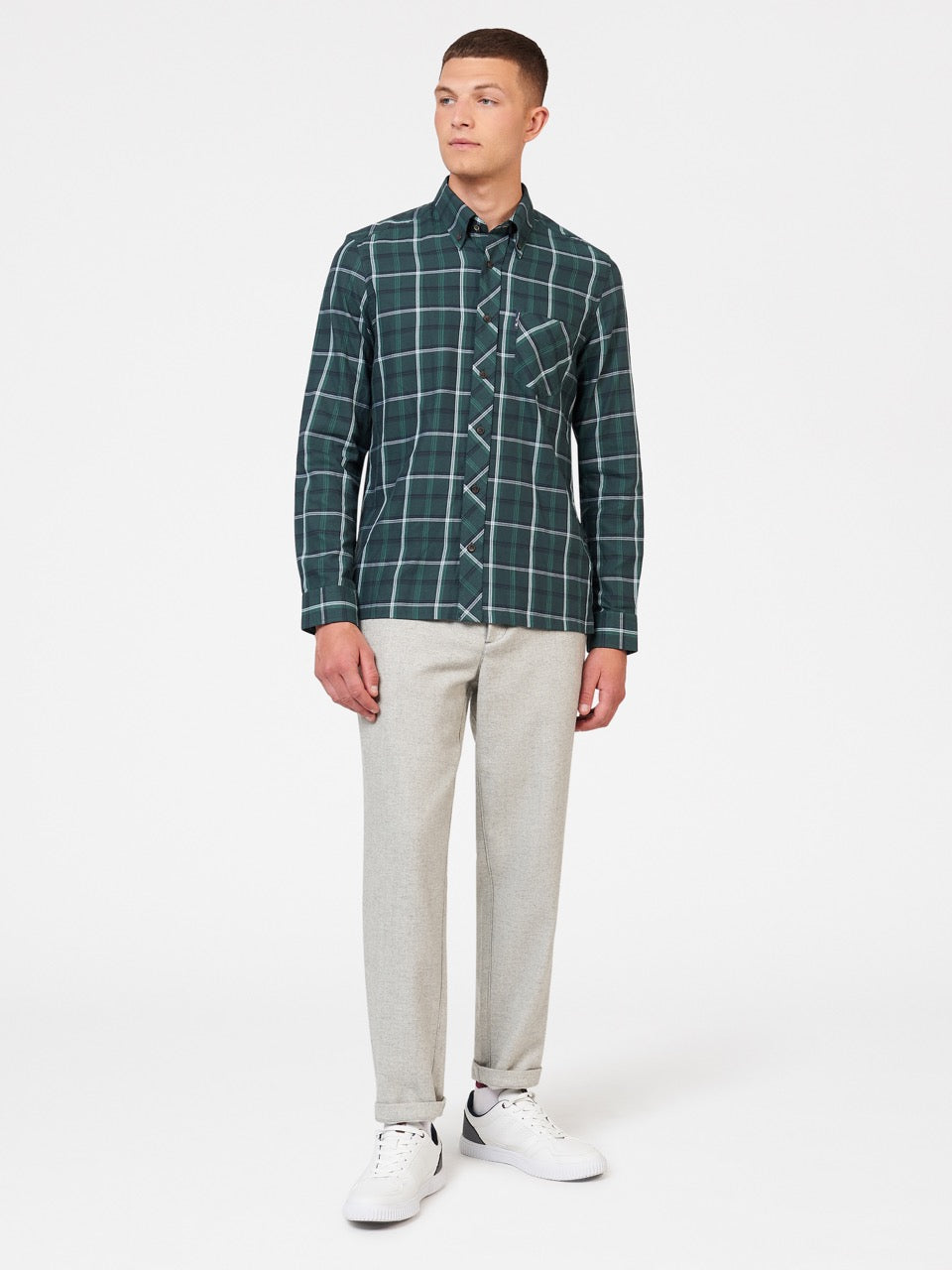 Camasa Ben Sherman Grid Check Verzi | 415-JBHNQF