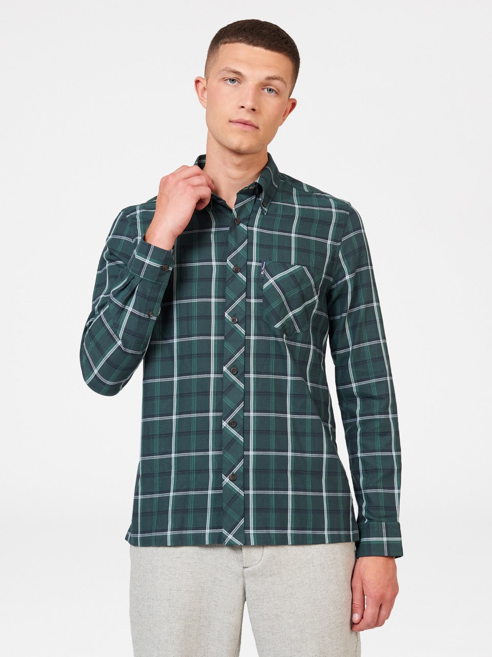 Camasa Ben Sherman Grid Check Verzi | 415-JBHNQF