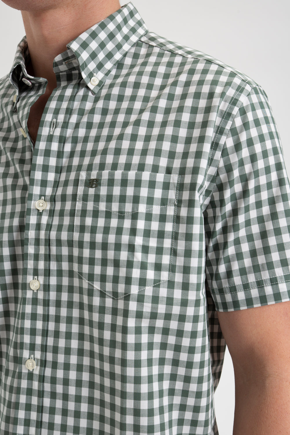 Camasa Ben Sherman House Poplin Gingham Masline Verzi | 194-MEIQLC