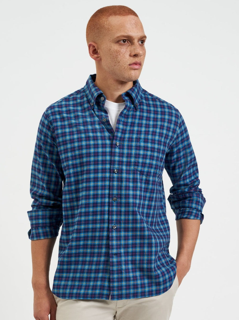 Camasa Ben Sherman House Tartan Twill Bleumarin | 631-YDFWPK