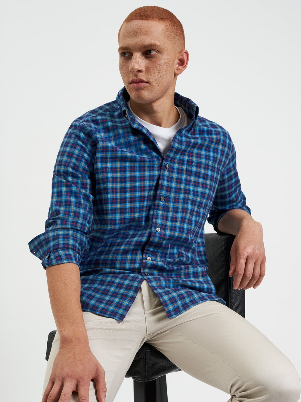 Camasa Ben Sherman House Tartan Twill Bleumarin | 631-YDFWPK