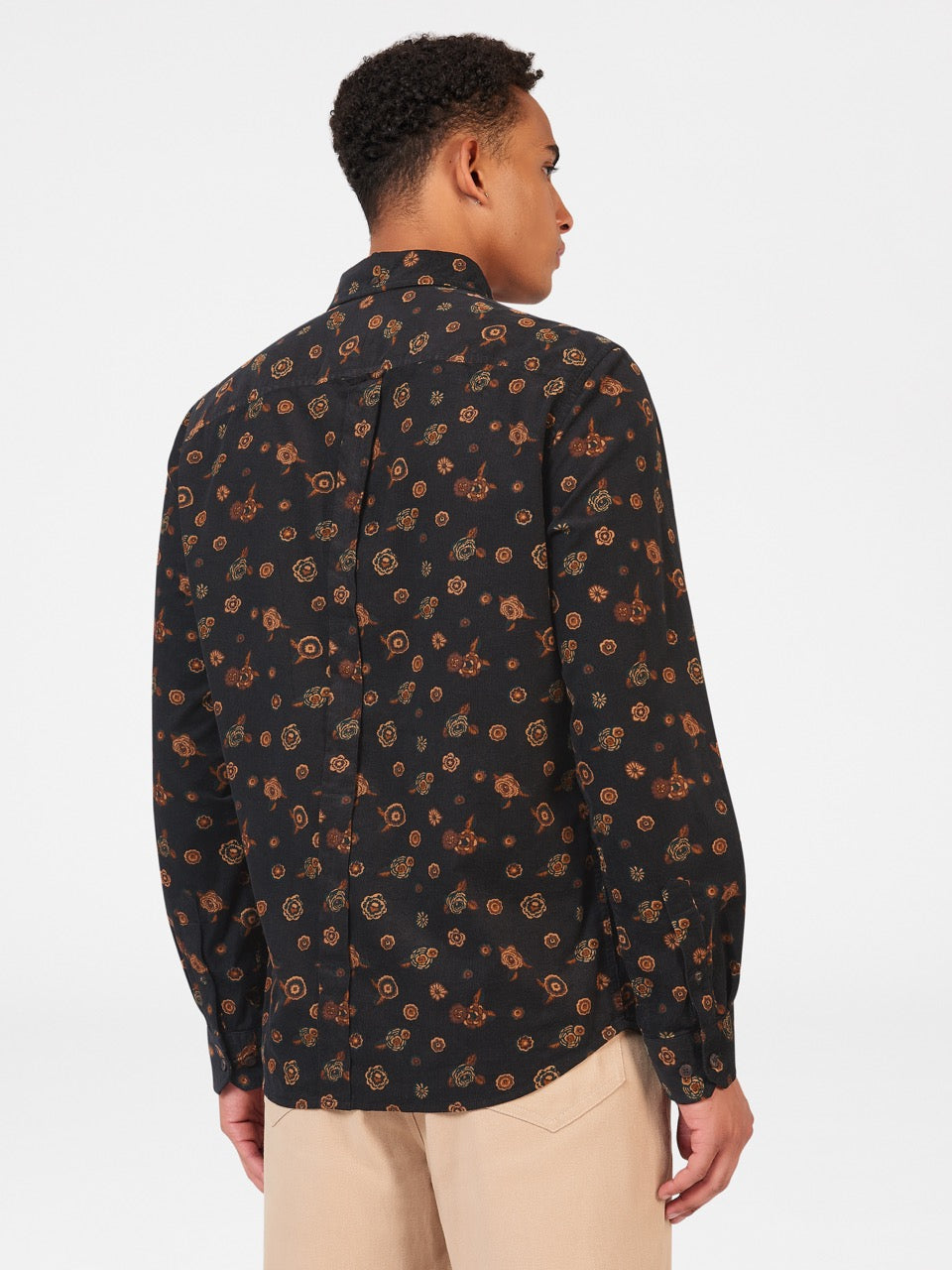 Camasa Ben Sherman Retro Floral Print Corduroy Negrii | 739-CXOJLA