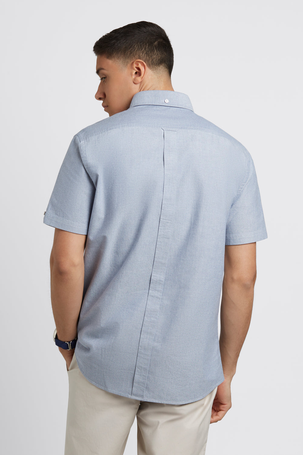 Camasa Ben Sherman Short Sleeve Brighton Oxford Organic Bleumarin | 768-TELJYI