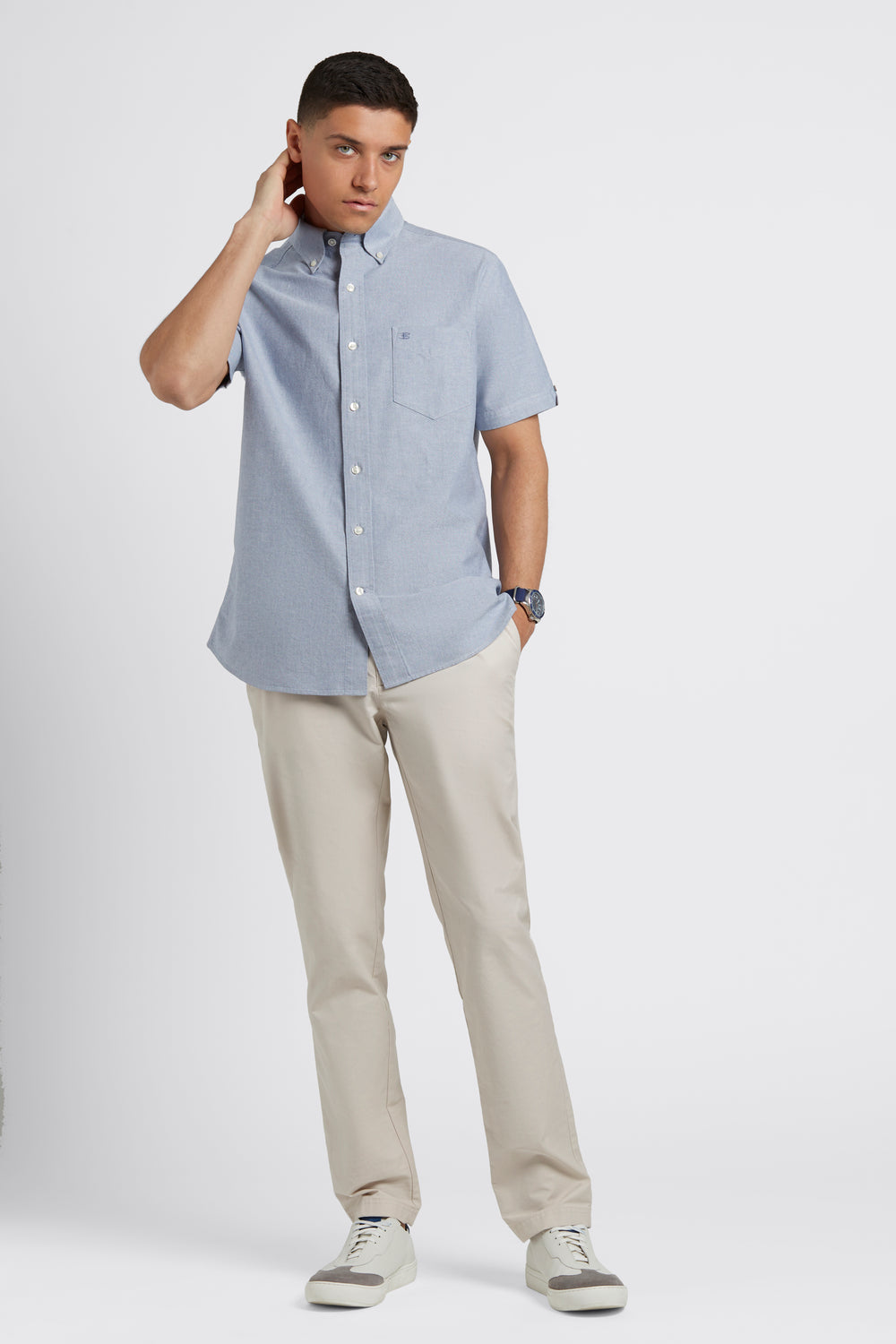 Camasa Ben Sherman Short Sleeve Brighton Oxford Organic Bleumarin | 768-TELJYI