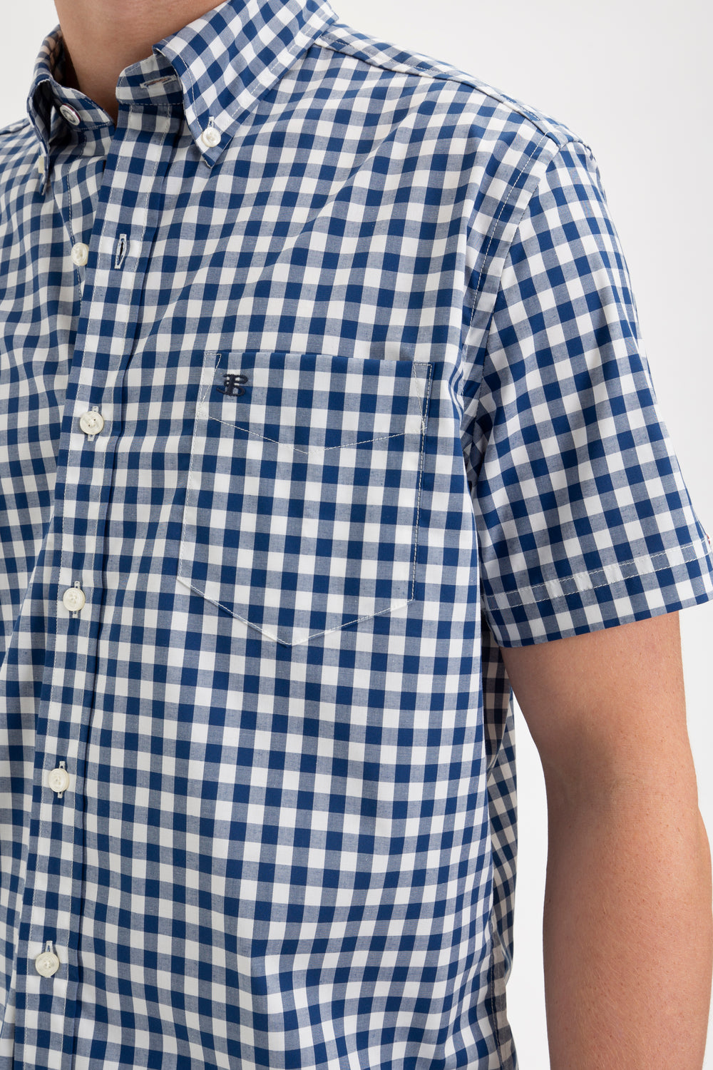 Camasa Ben Sherman Short Sleeve House Poplin Gingham Bleumarin Masline Verzi | 410-ANGJTR