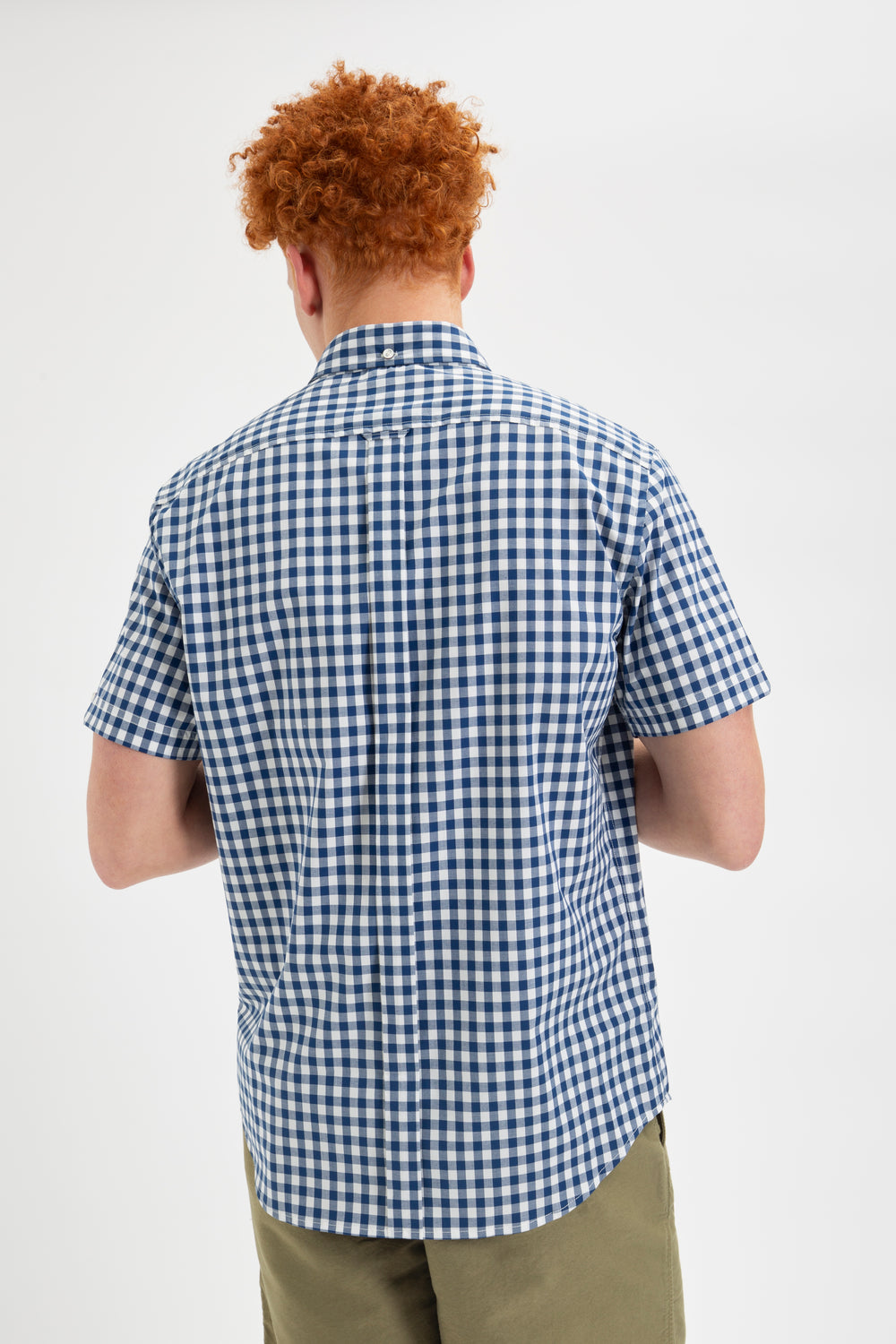 Camasa Ben Sherman Short Sleeve House Poplin Gingham Bleumarin Masline Verzi | 410-ANGJTR