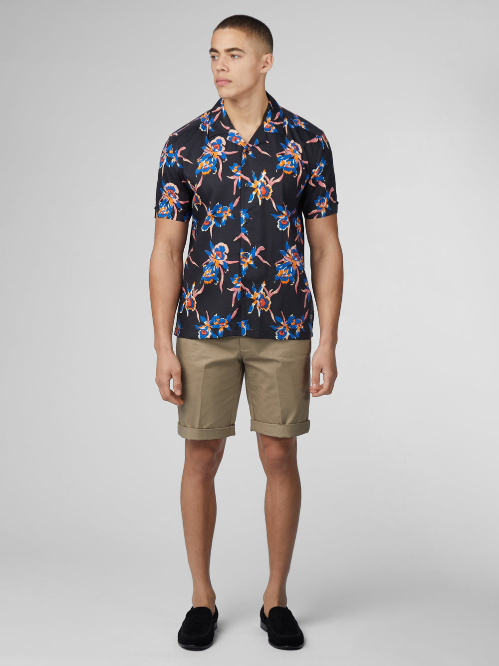 Camasa Ben Sherman Signature Botanical Print Negrii | 126-DQPHFO