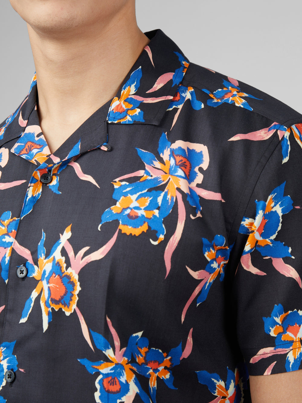 Camasa Ben Sherman Signature Botanical Print Negrii | 126-DQPHFO