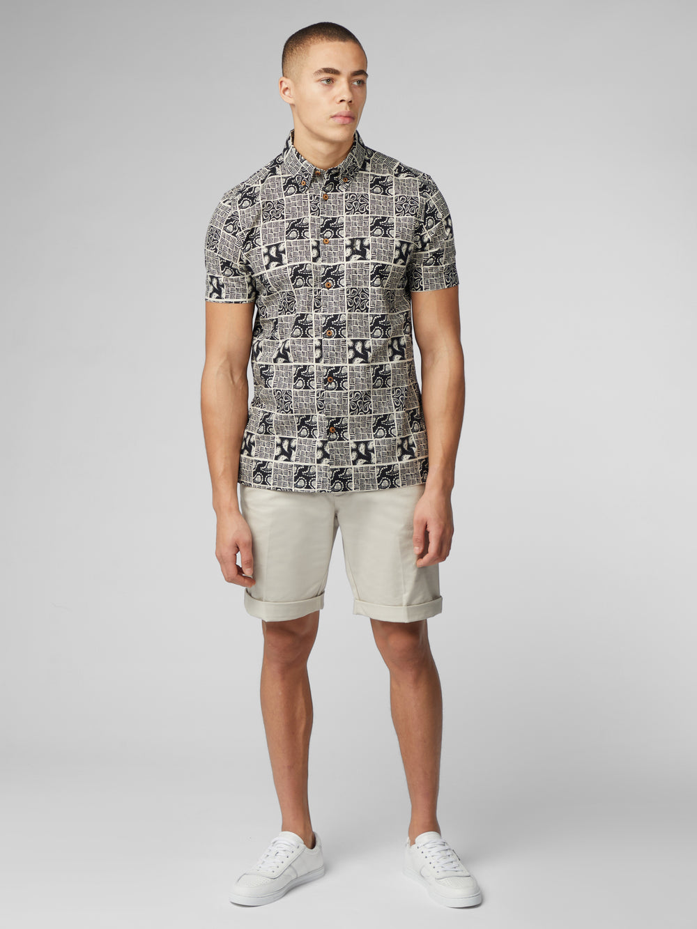 Camasa Ben Sherman Signature Checkerboard Paisley Print Negrii | 936-NMYSAI