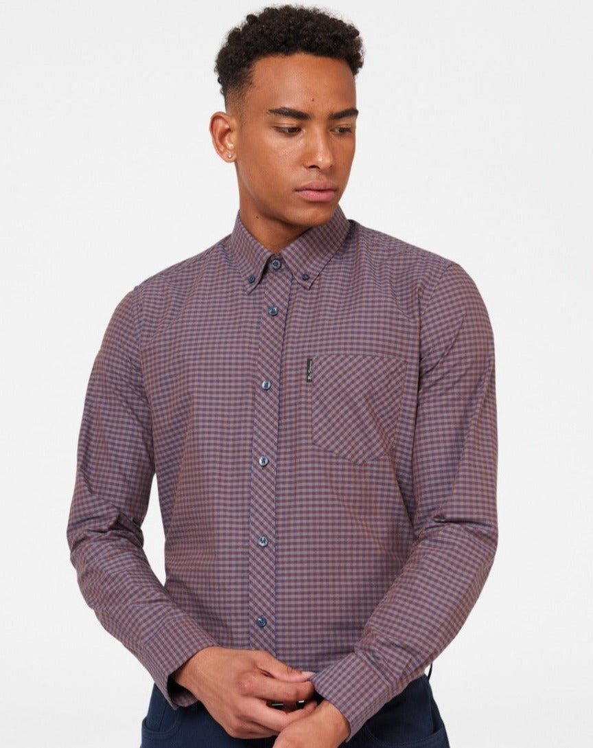 Camasa Ben Sherman Signature Gingham Long-Sleeve Violet | 612-EPHRZB