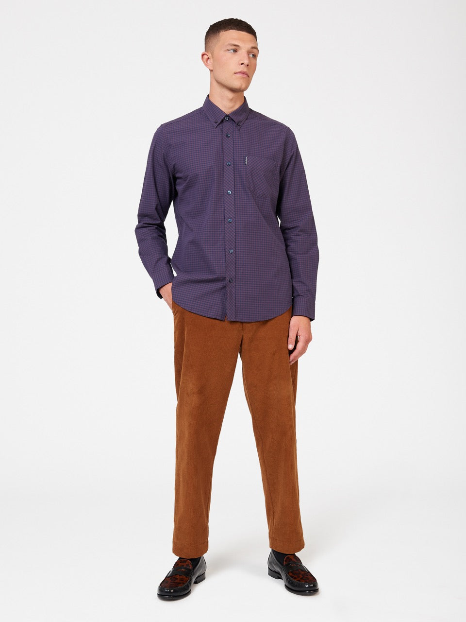 Camasa Ben Sherman Signature Gingham Long-Sleeve Violet | 358-OTESBR