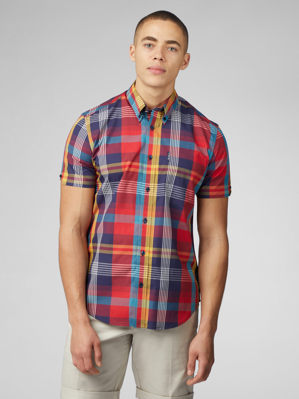 Camasa Ben Sherman Signature Large Madras Check Rosii | 739-ASHVUC