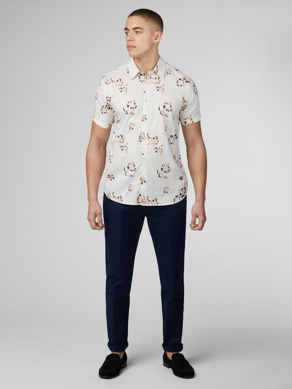 Camasa Ben Sherman Signature Linear Floral Albi | 106-YKMWNU