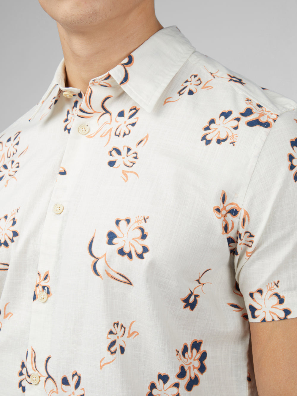 Camasa Ben Sherman Signature Linear Floral Albi | 106-YKMWNU