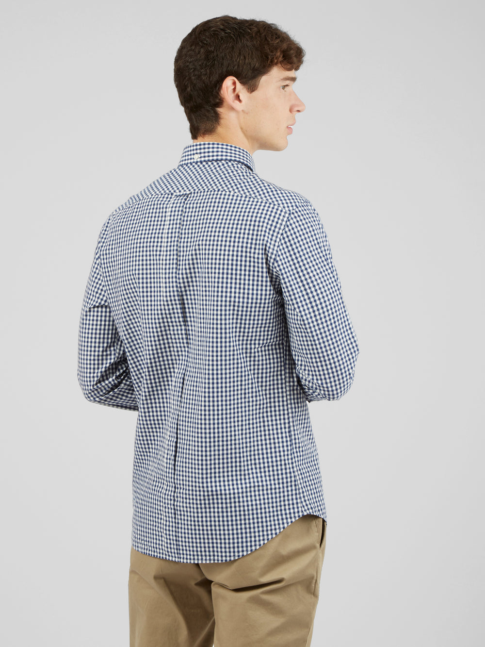 Camasa Ben Sherman Signature Long-Sleeve Gingham Albastri Inchis | 506-ABIPJN