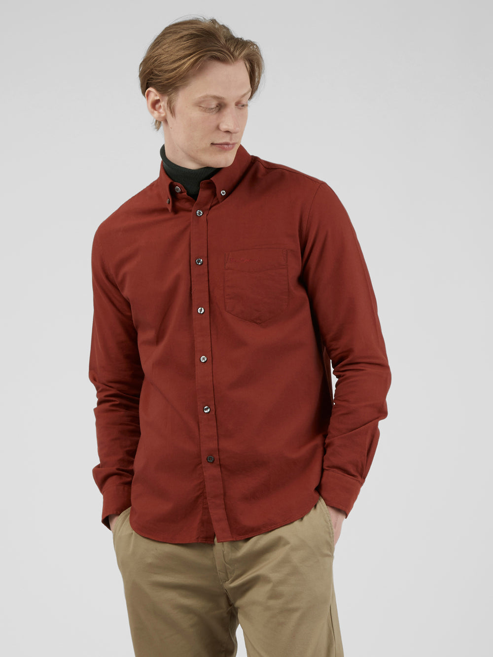 Camasa Ben Sherman Signature Long-Sleeve Oxford Portocalii | 039-QVHRGA