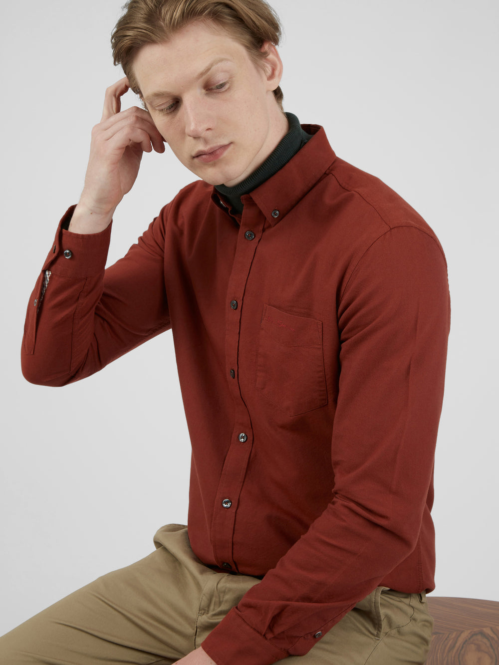 Camasa Ben Sherman Signature Long-Sleeve Oxford Portocalii | 039-QVHRGA