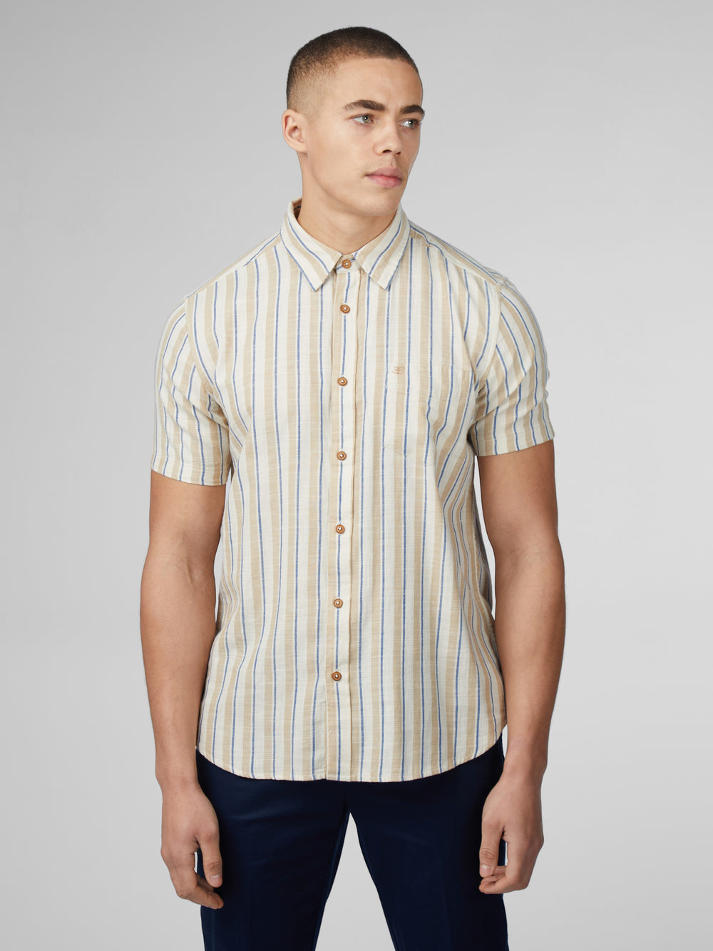 Camasa Ben Sherman Signature Mod Stripe Albi | 146-UWJGSO