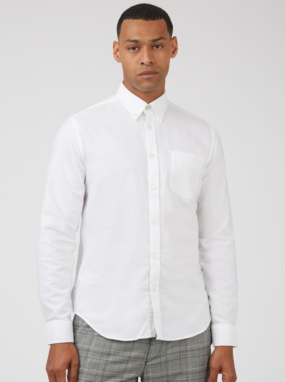 Camasa Ben Sherman Signature Organic Long-Sleeve Oxford Albi | 798-NUQYKT