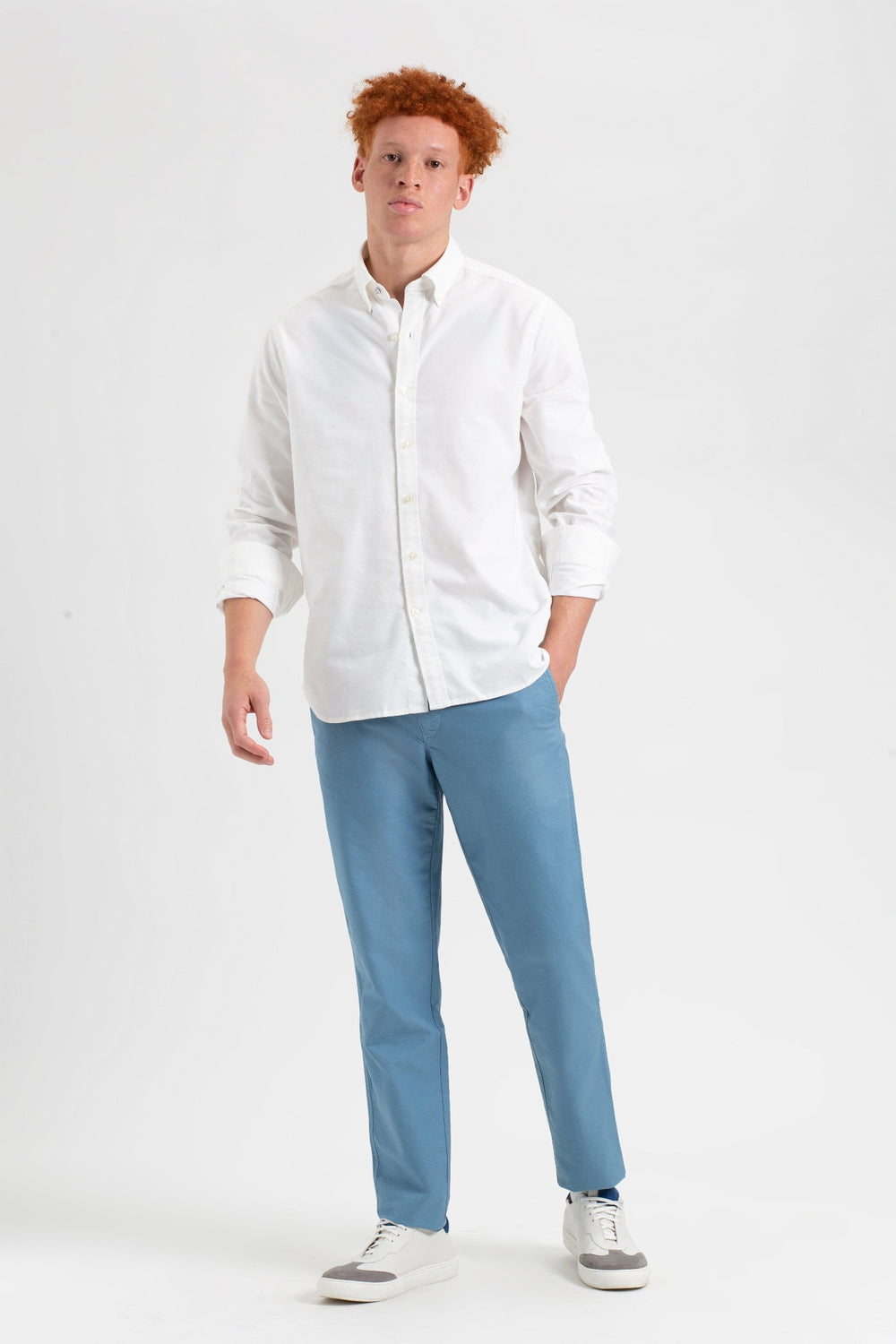 Pantaloni Ben Sherman Beatnik Oxford Slim Taper Garment Dye Chino Albastri | 584-EIWLVP