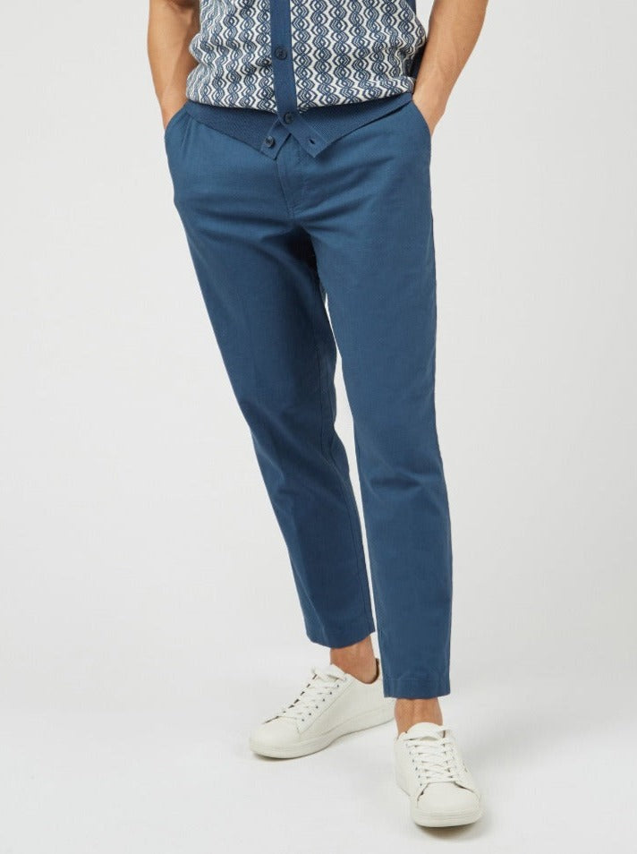 Pantaloni Ben Sherman Signature Slim Taper Linen Albastri | 392-RAYVIO