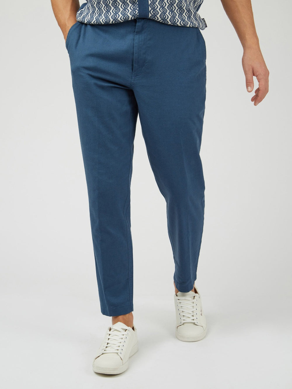 Pantaloni Ben Sherman Signature Slim Taper Linen Albastri | 392-RAYVIO