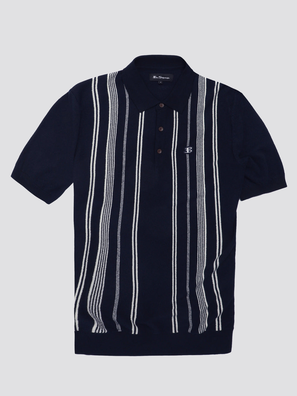 Tricotaje Ben Sherman B by Ben Sherman Crinkle Cotton Stripe Polo Bleumarin | 163-PJMCYW