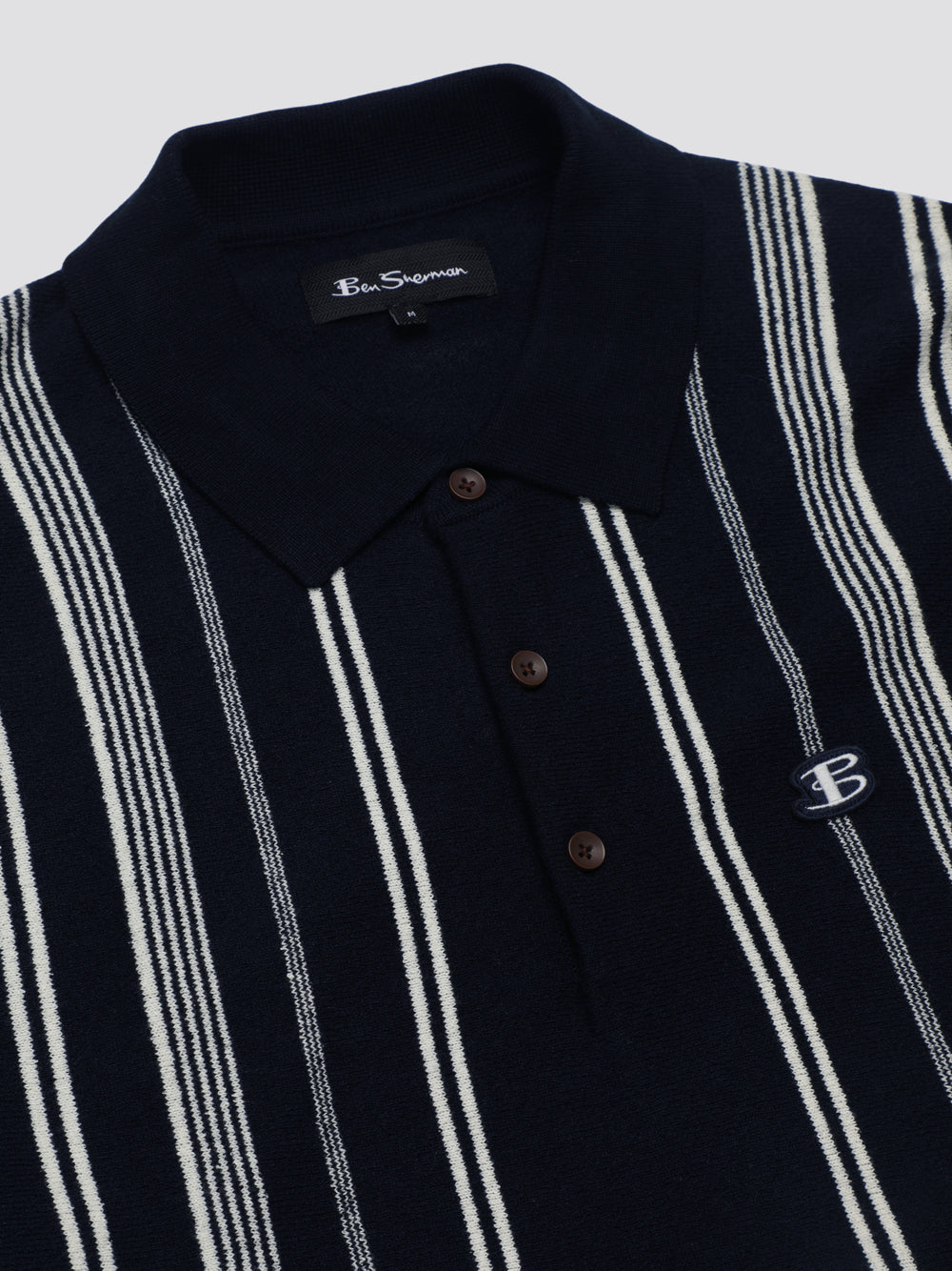 Tricotaje Ben Sherman B by Ben Sherman Crinkle Cotton Stripe Polo Bleumarin | 163-PJMCYW