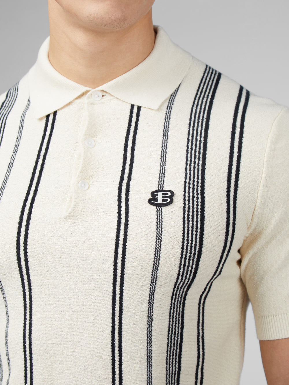 Tricotaje Ben Sherman B by Ben Sherman Crinkle Cotton Stripe Polo Albi | 378-XNMEIP