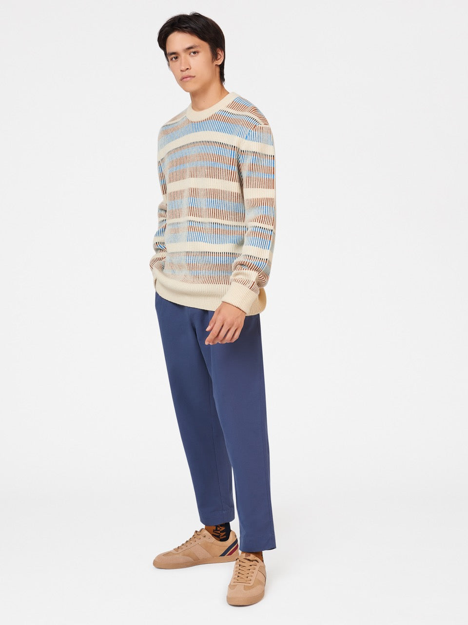 Tricotaje Ben Sherman B by Ben Sherman Stripe Albi | 670-TUSRDH