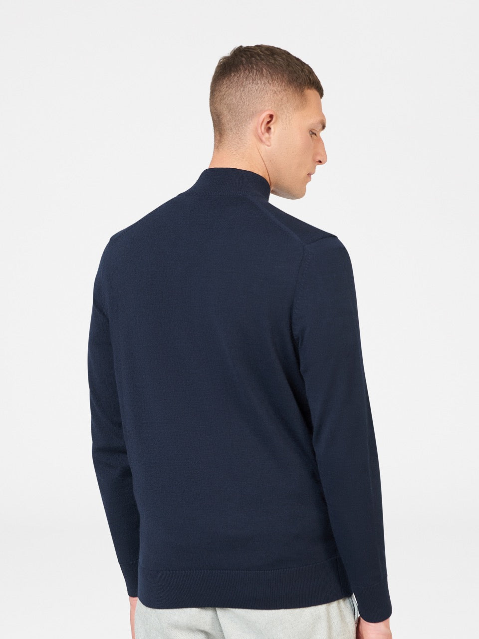 Tricotaje Ben Sherman Merino Half-Zip Bleumarin | 513-KZSLET