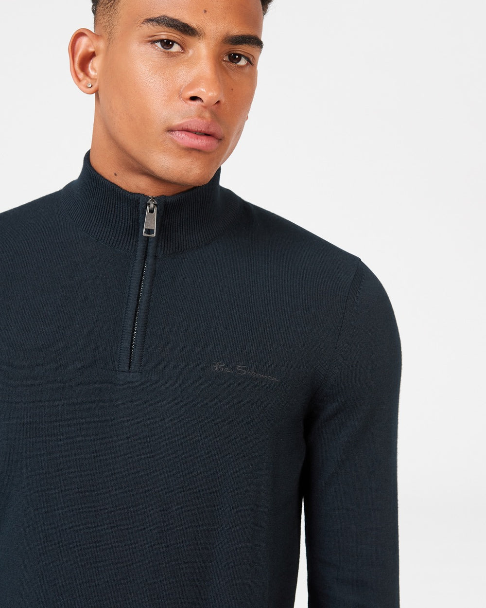 Tricotaje Ben Sherman Merino Half-Zip Negrii | 486-AWFDIM