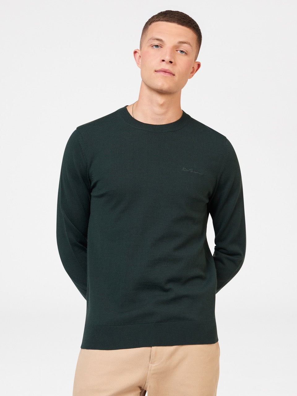 Tricotaje Ben Sherman Signature Merino Crewneck Verzi Inchis | 684-HLVGSX